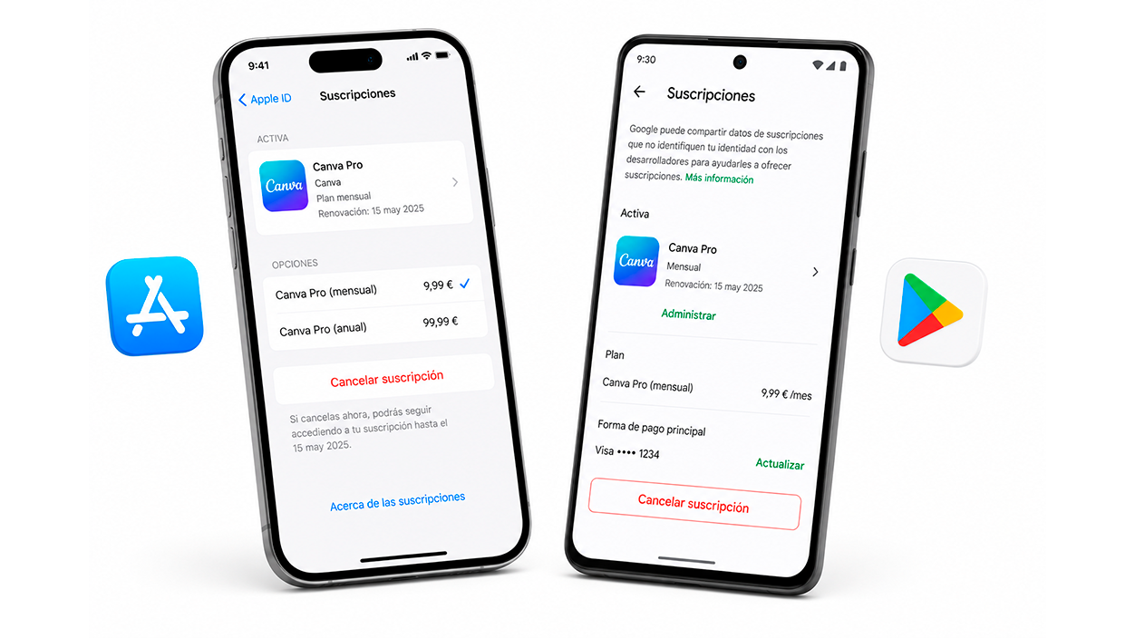 Cómo cancelar Canva Pro desde el móvil (iOS y Android)