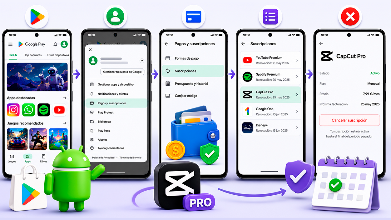 Cómo cancelar CapCut Pro desde Android (Google Play)