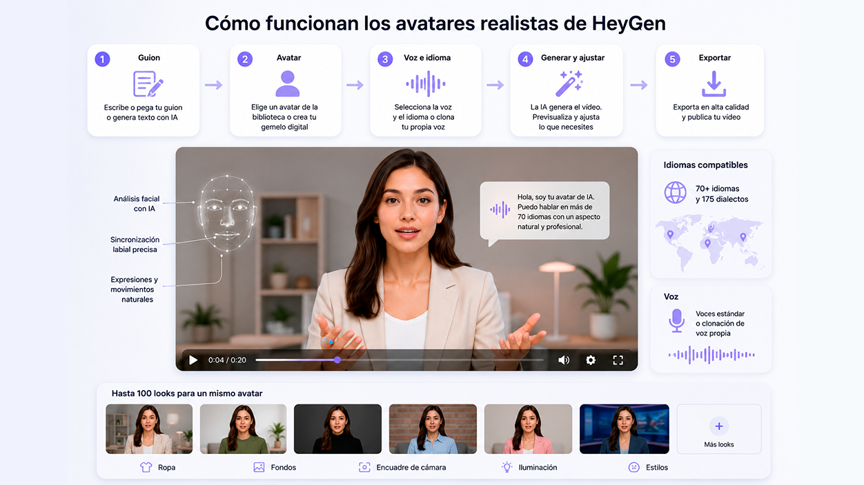 Cómo funcionan los avatares realistas de HeyGen