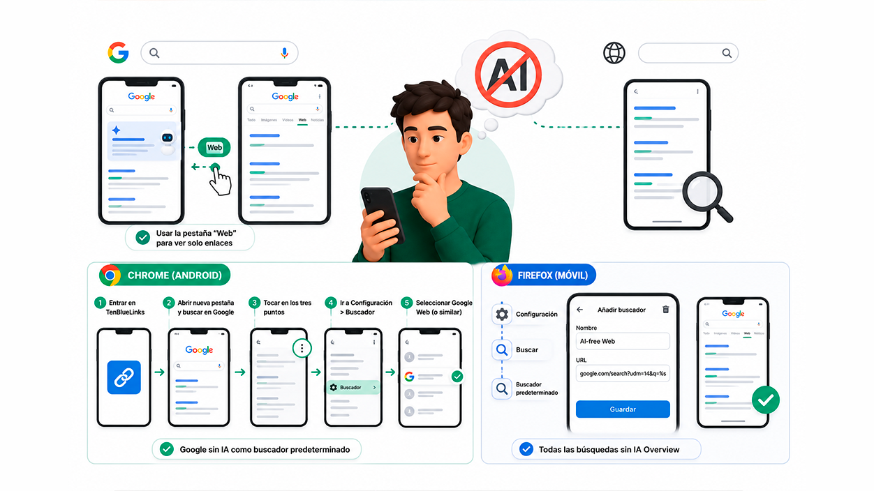 Cómo reducir la IA en Google desde el móvil