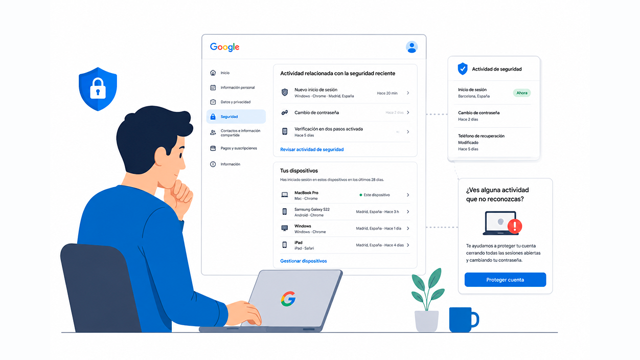 Cómo revisar la actividad y los dispositivos en tu cuenta de Google