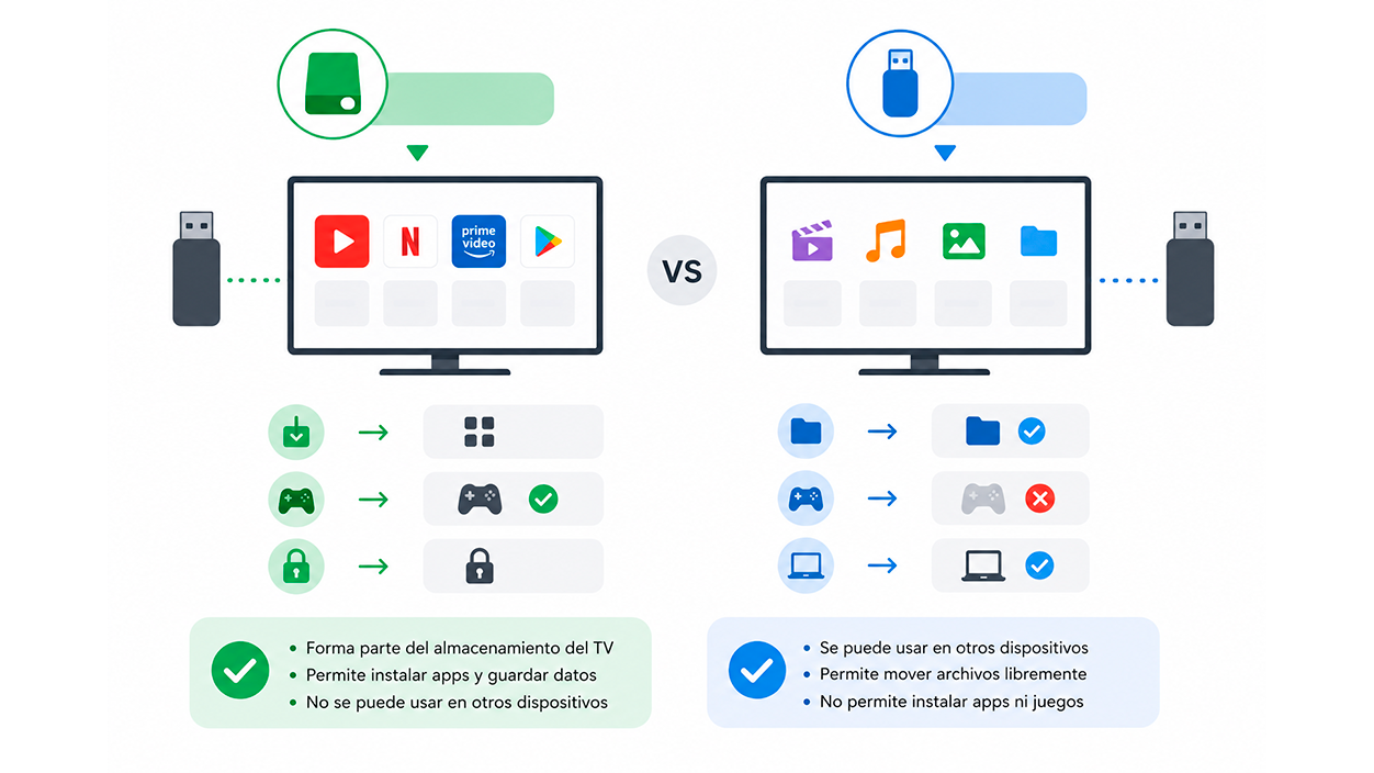 Elegir entre almacenamiento interno o extraíble en Android TV