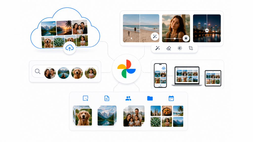 Funciones clave de Google Fotos para crear imágenes