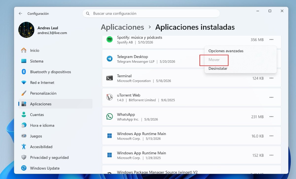 Mover programas a otro disco sin reinstalarlos en Windows 11