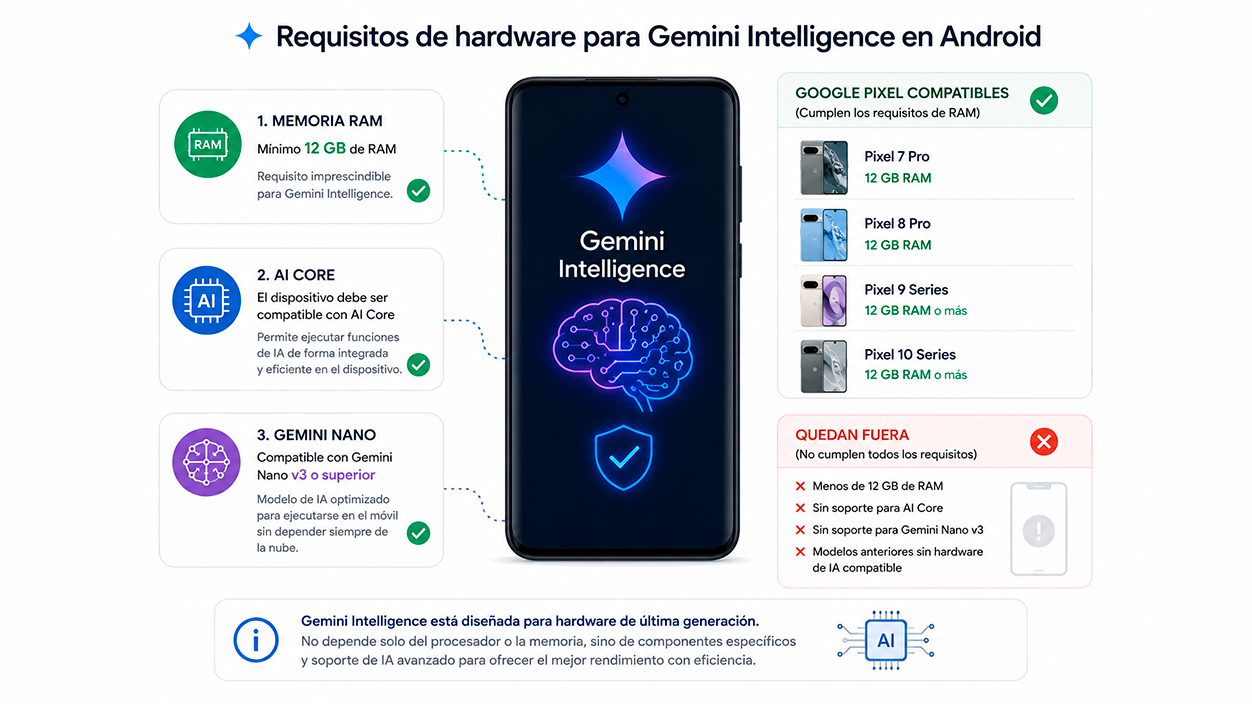 Requisitos de hardware para Gemini Intelligence en Android