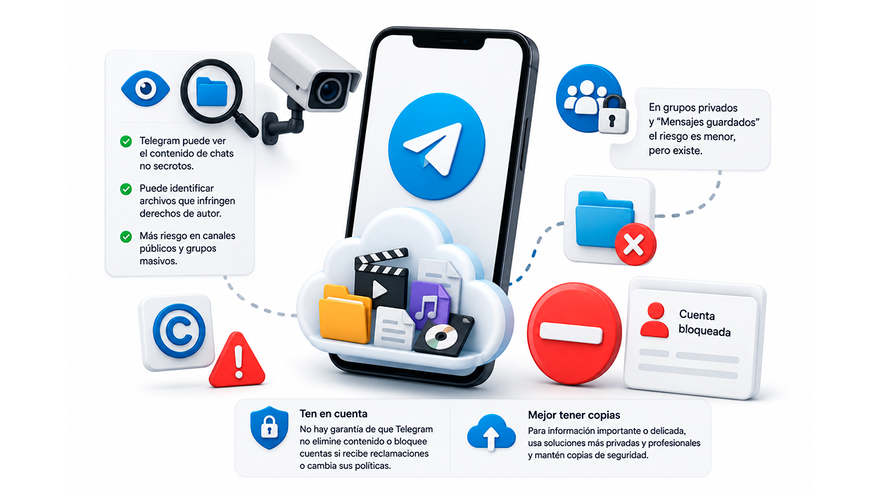 Telegram puede borrar tus archivos en la nube de telegram