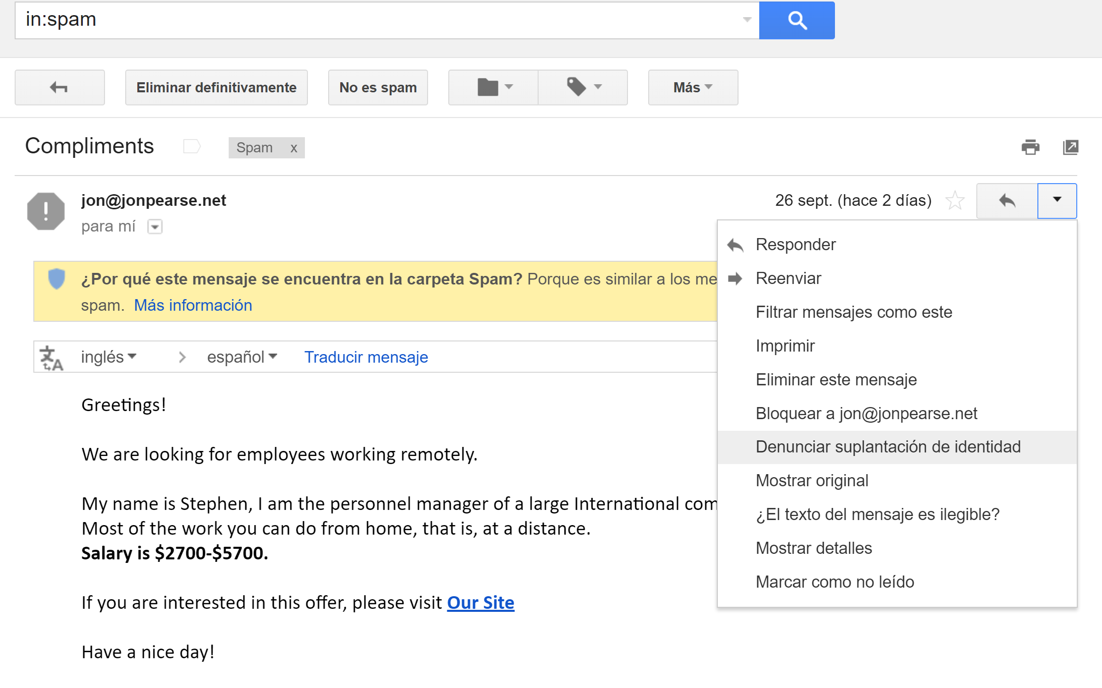 Protección contra suplantación en Google