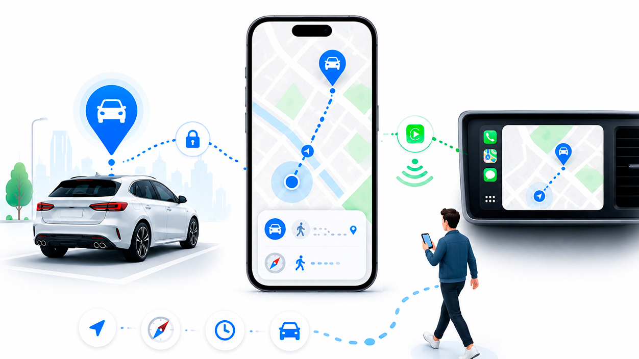 como Encontrar el coche con iPhone la app Mapas y CarPlay