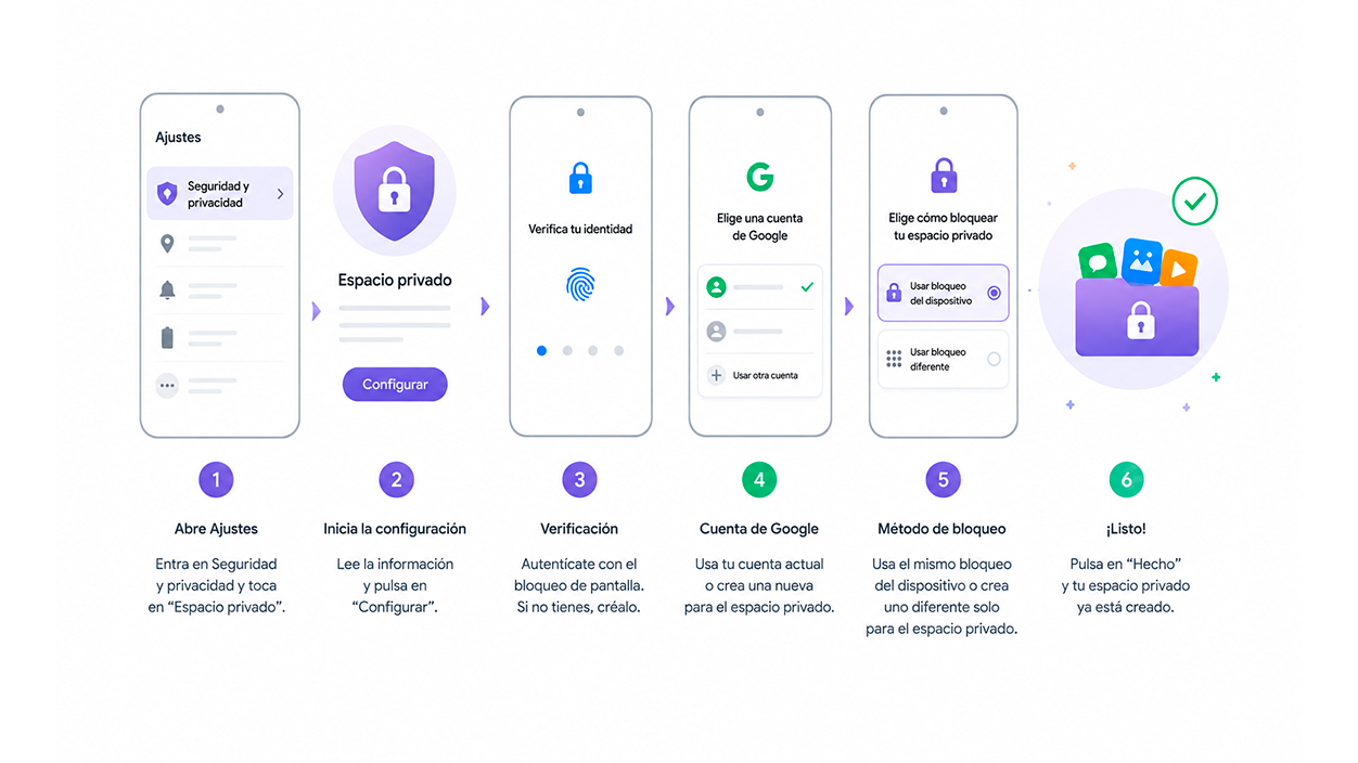 configurar el espacio privado android 15