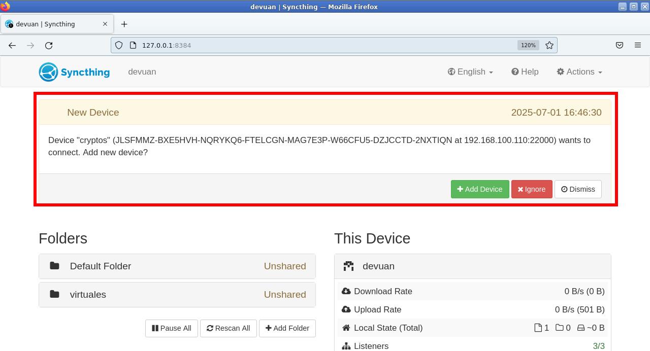 configurar syncthing