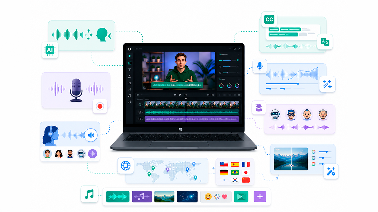 funciones de IA en CapCut para voz, audio y subtítulos