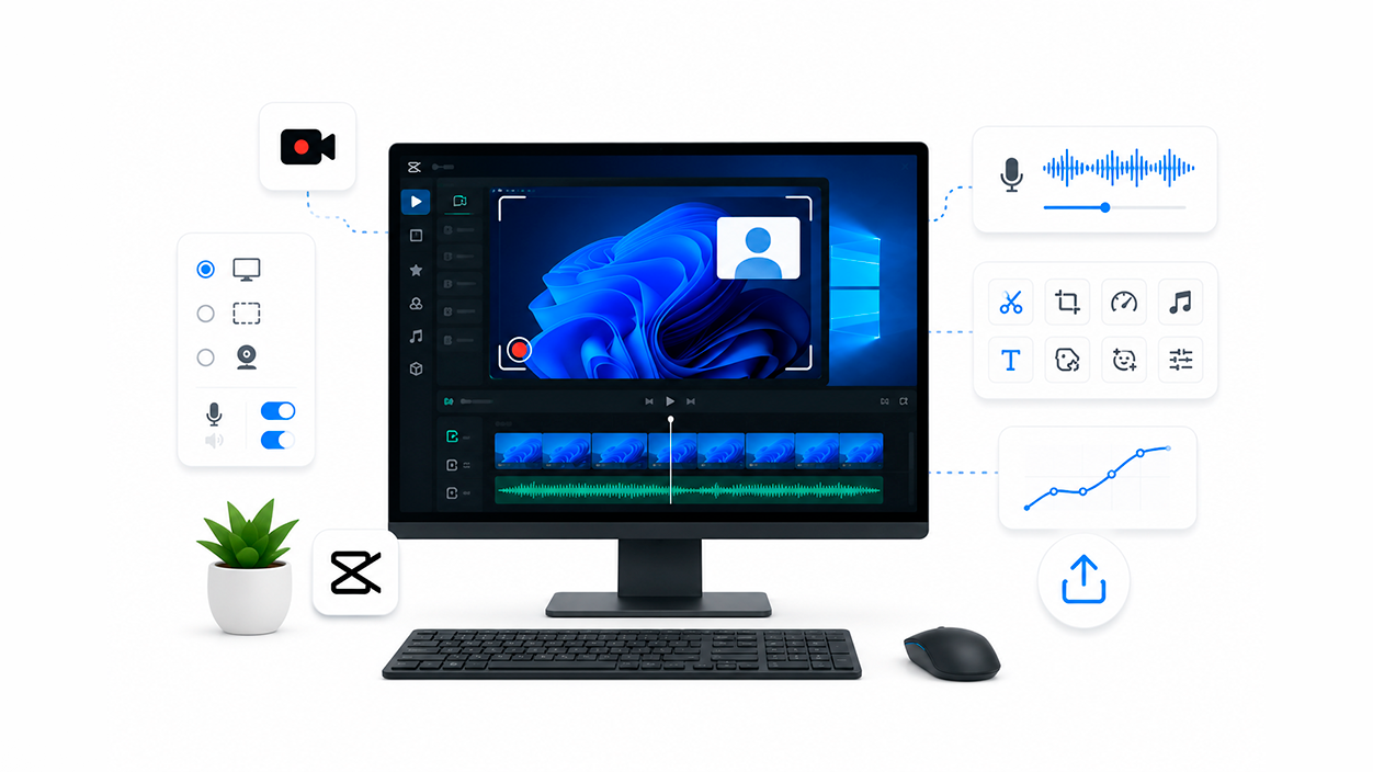 grabar pantalla en CapCut de escritorio