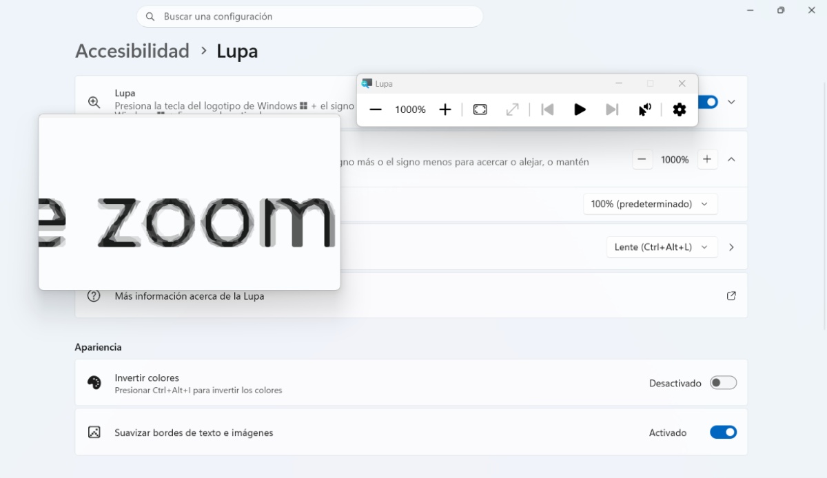 Accesibilidad Lupa Windows 11