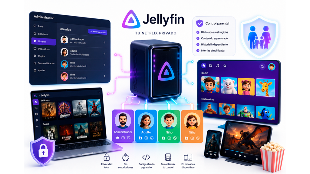 Cómo configurar perfiles infantiles en Jellyfin