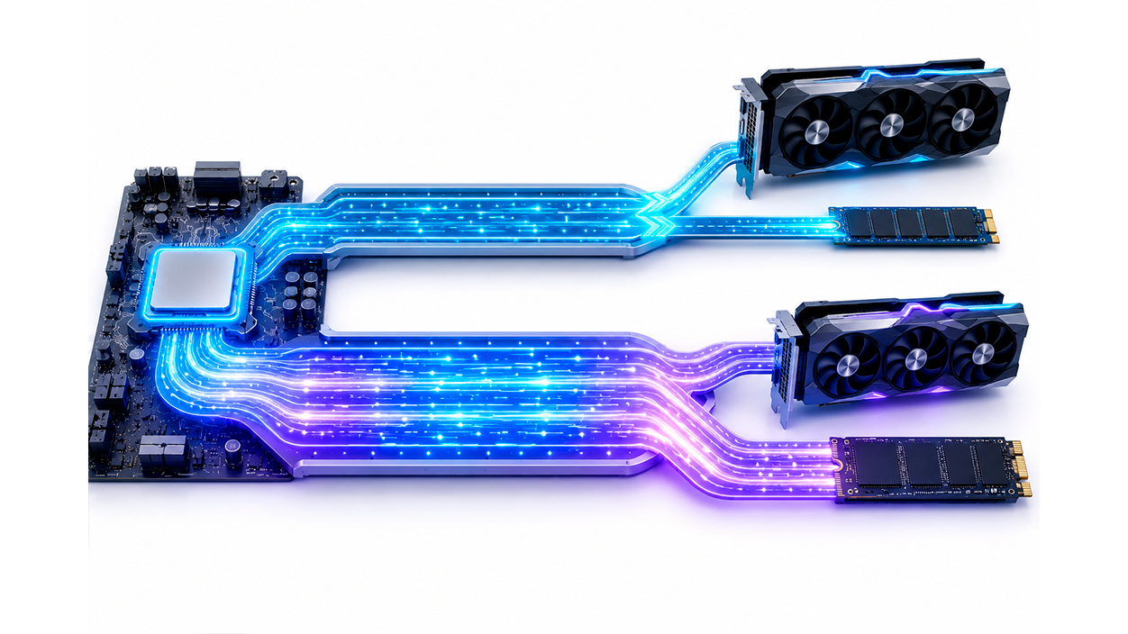 Comparación visual entre el ancho de banda de PCIe 4.0 y PCIe 5.0