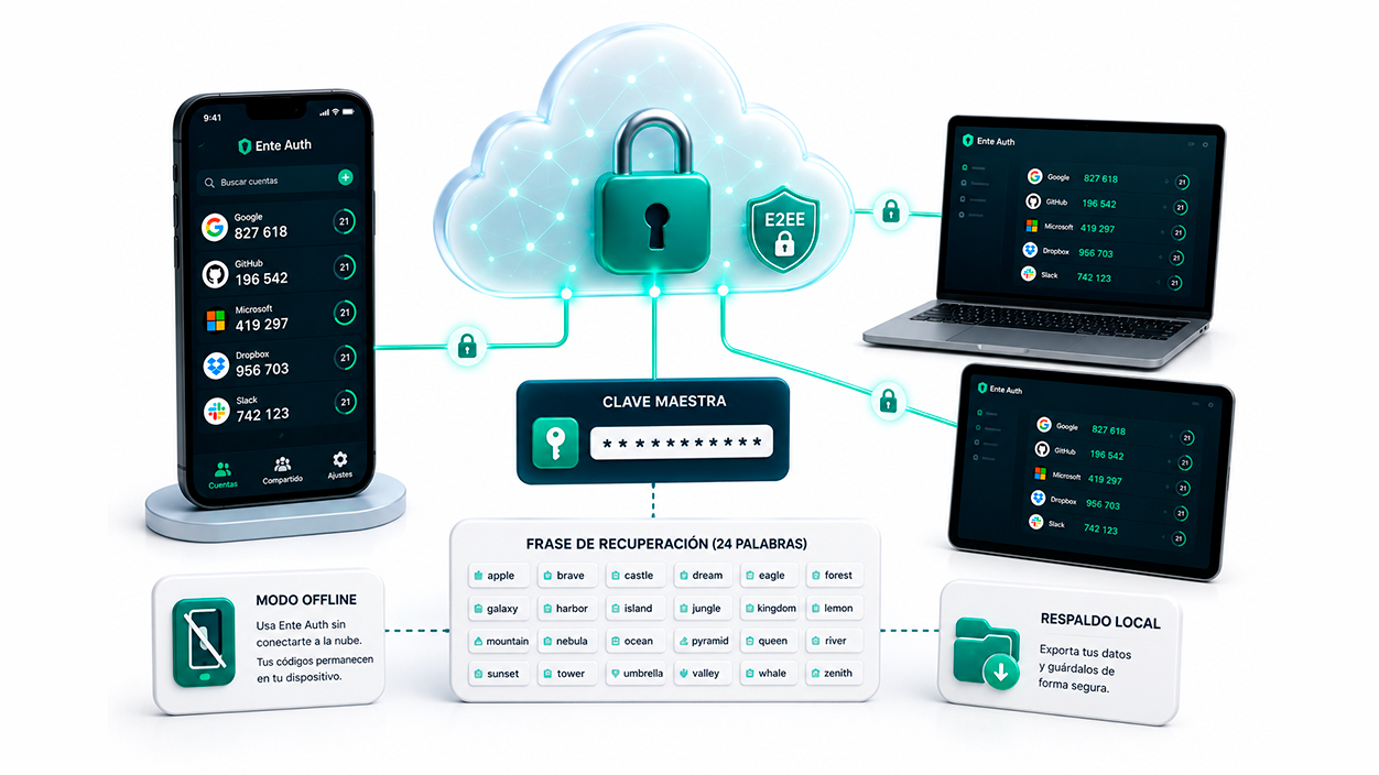 Copias de seguridad cifradas E2EE Ente Auth