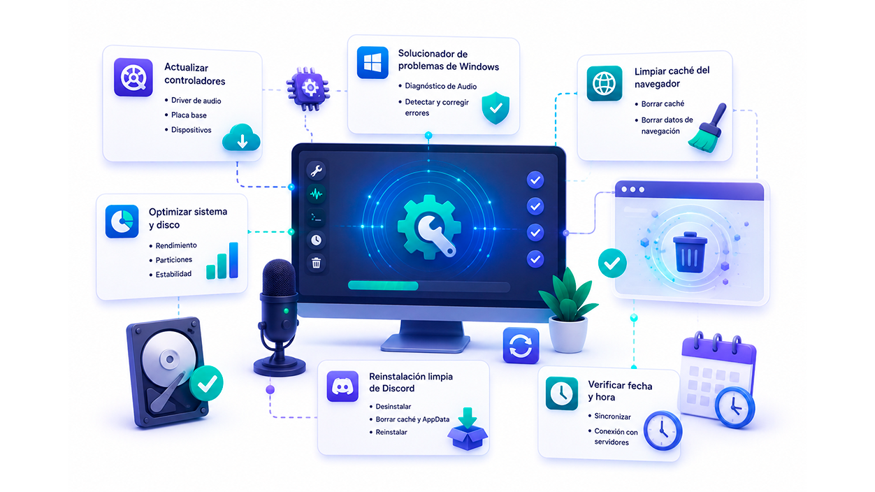 Diagnóstico avanzado de audio y controladores en Discord