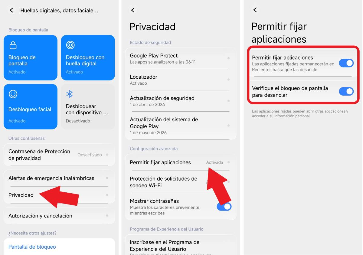 Fijar app en pantalla Android