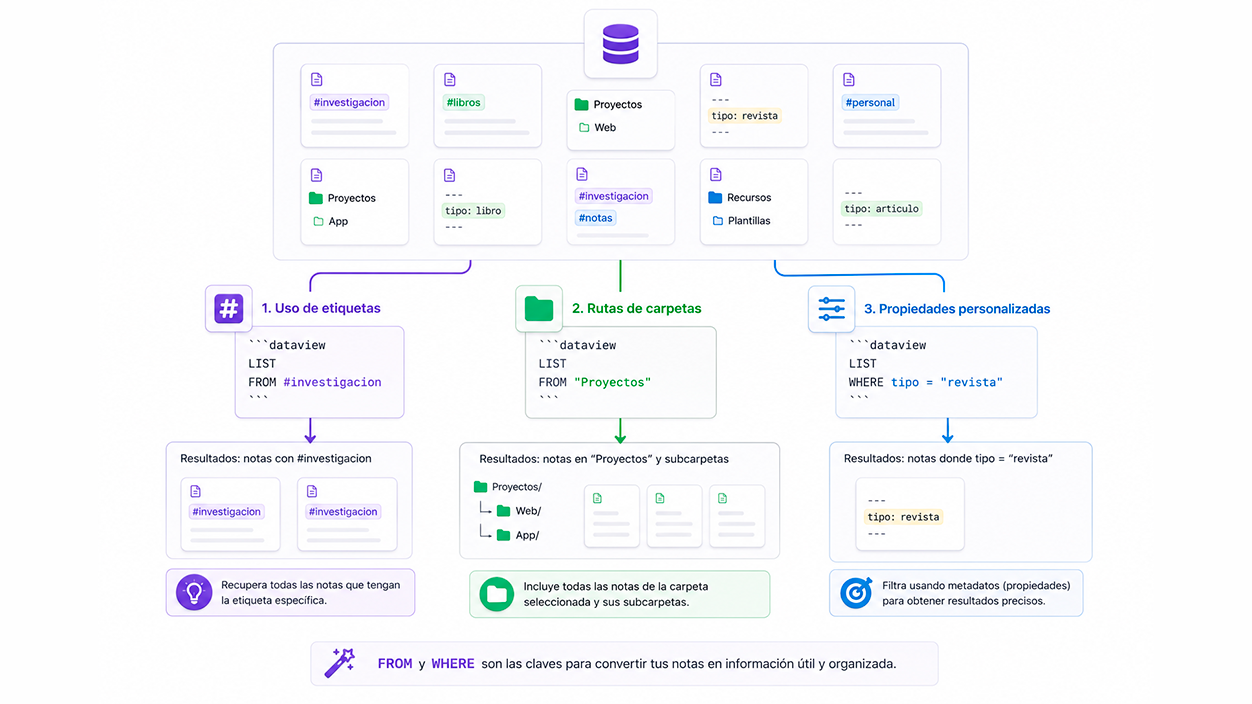 Filtrado inteligente de la información con Dataview en Obsidian