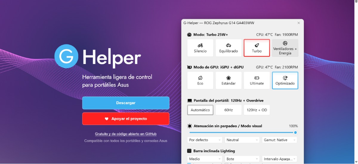 Limitar la carga de batería en portátiles ASUS con G-Helper
