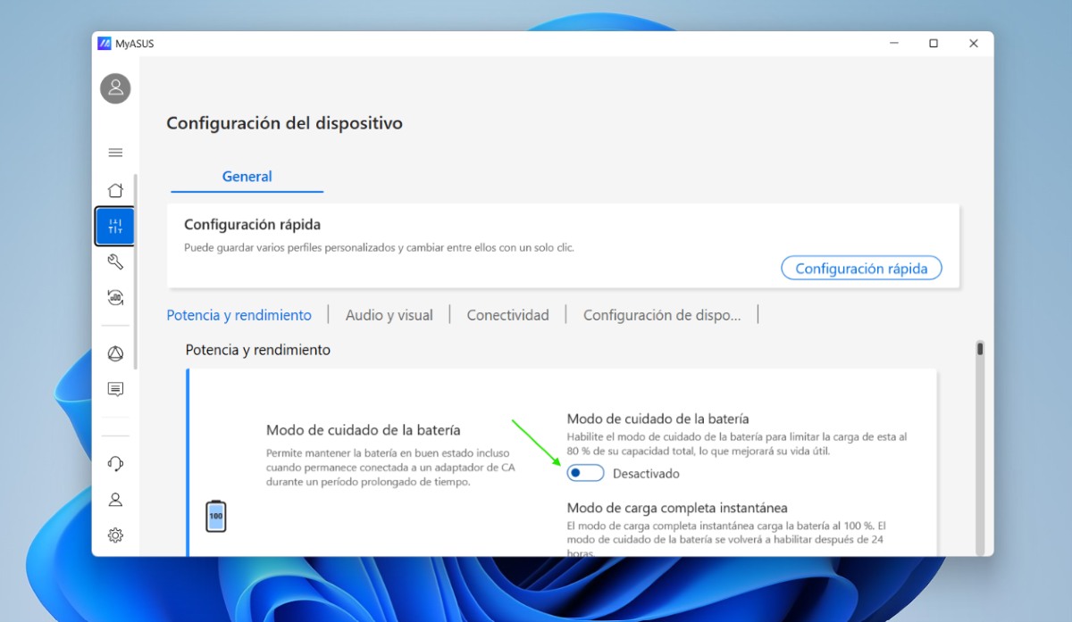 Limitar la carga de batería en portátiles ASUS con MyASUS