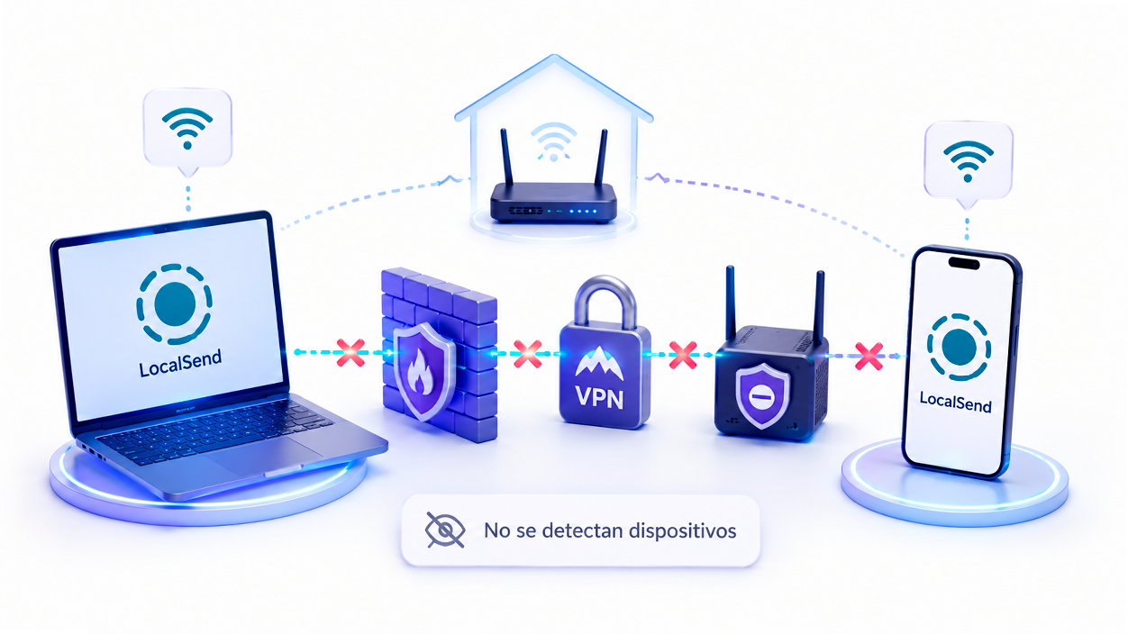 LocalSend no detecta otros dispositivos