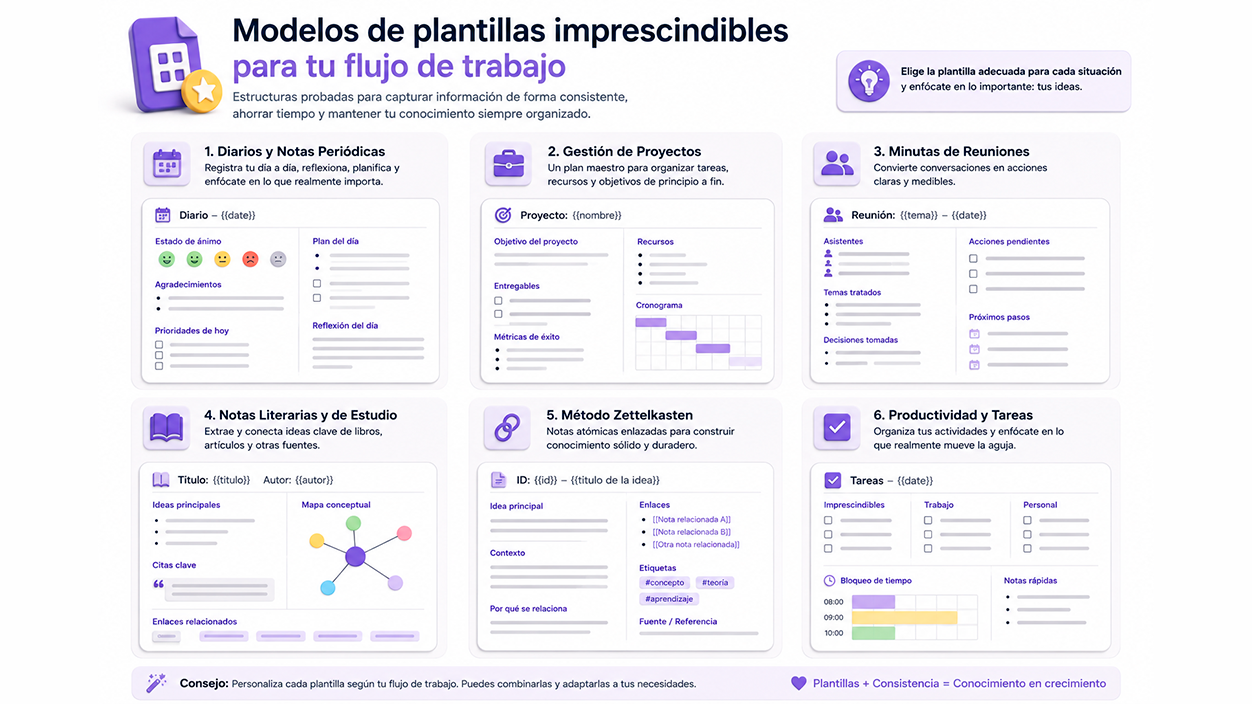 Modelos de plantillas imprescindibles en Obsidian