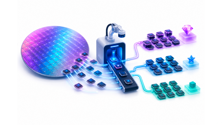 Proceso de clasificación de chips durante la fabricación de procesadores y tarjetas gráficas