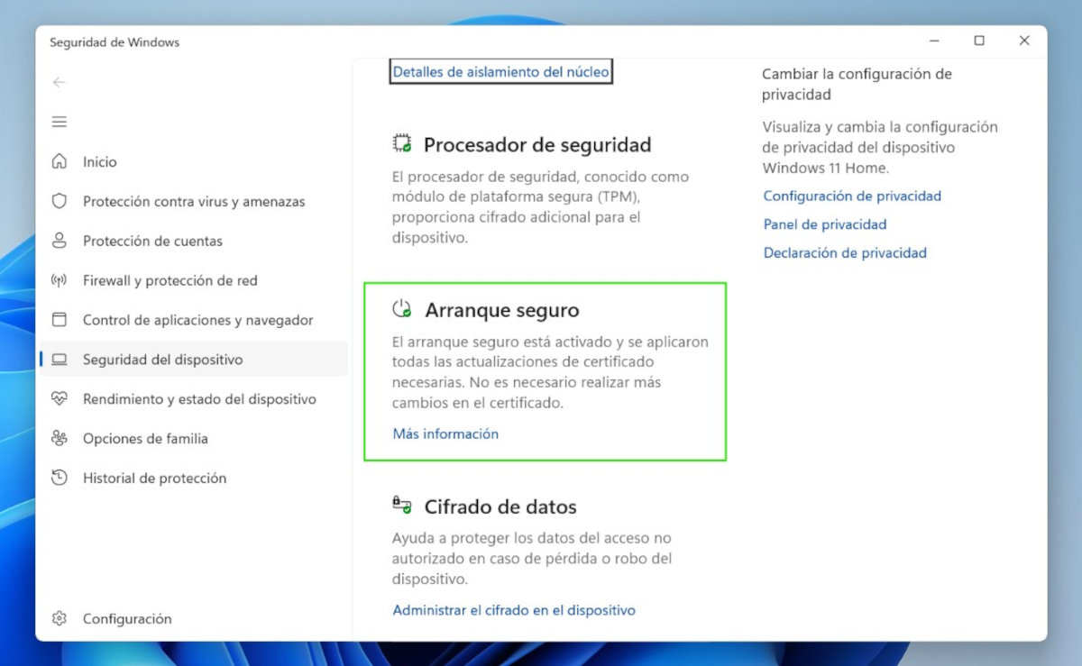 Secure Boot actualizado Windows 11