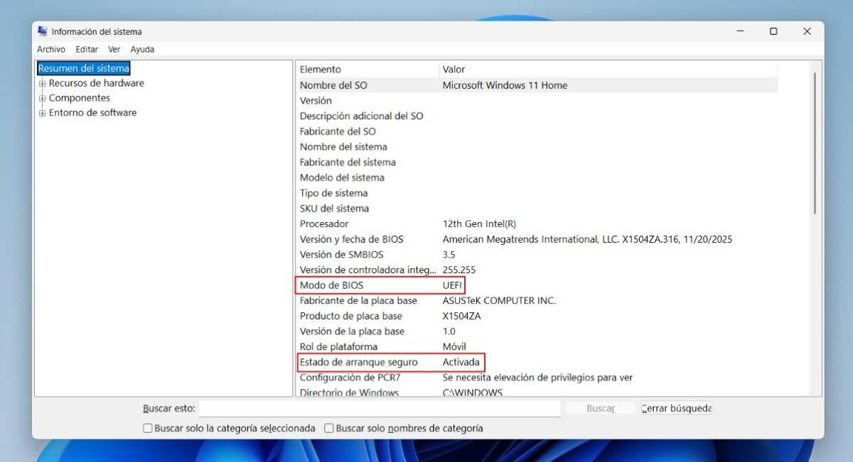 Secure boot activado en BIOS pero desactivado en Windows