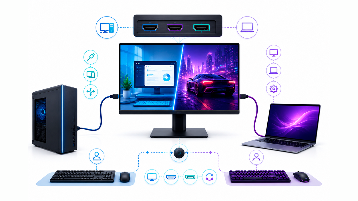 conectar dos ordenadores a un solo monitor aprovechando las entradas del propio monitor