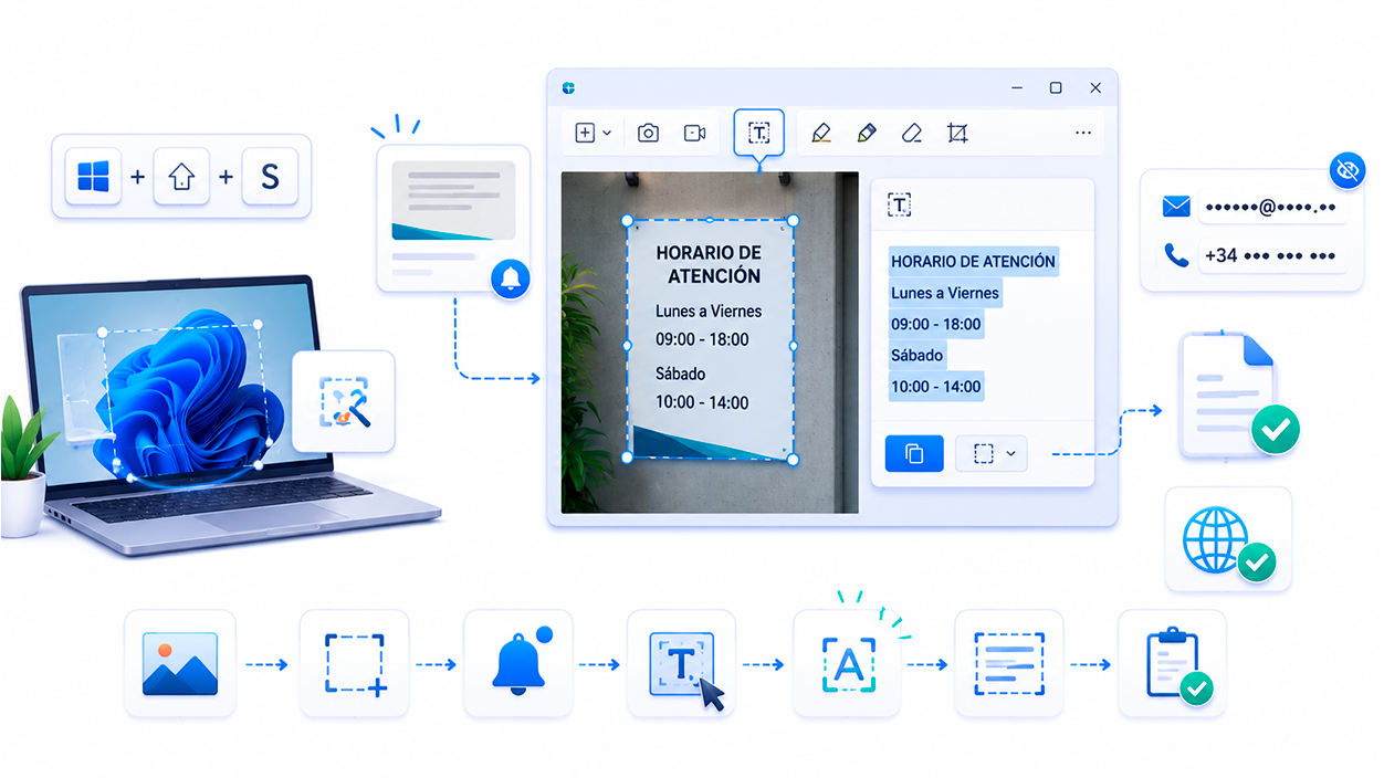 copiar texto de una imagen con la herramienta Recortes en Windows 11