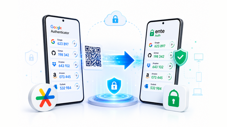 pasar tus códigos de Google Authenticator a Ente Auth