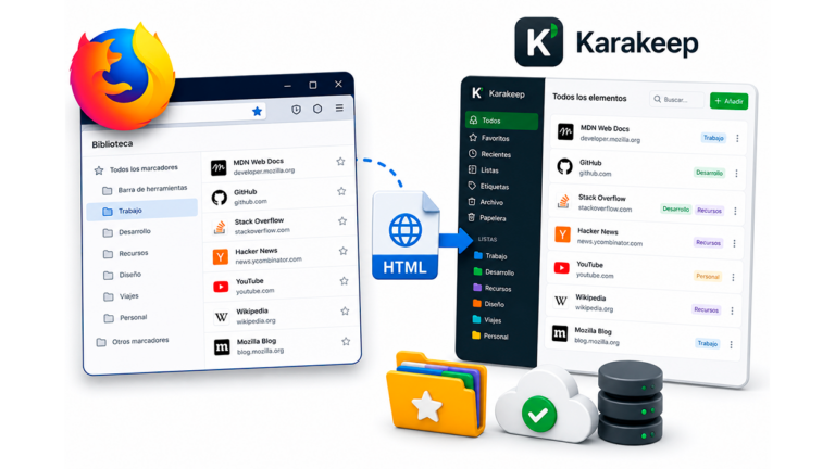 Cómo pasar tus marcadores de Firefox a Karakeep