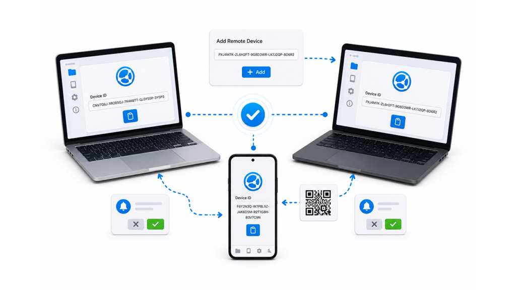 Configuración de dispositivos en syncthing