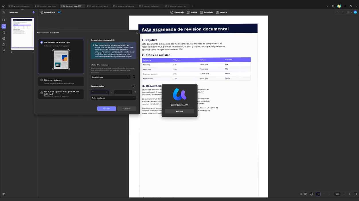 Convertir PDF en texto con OCR en UPDF