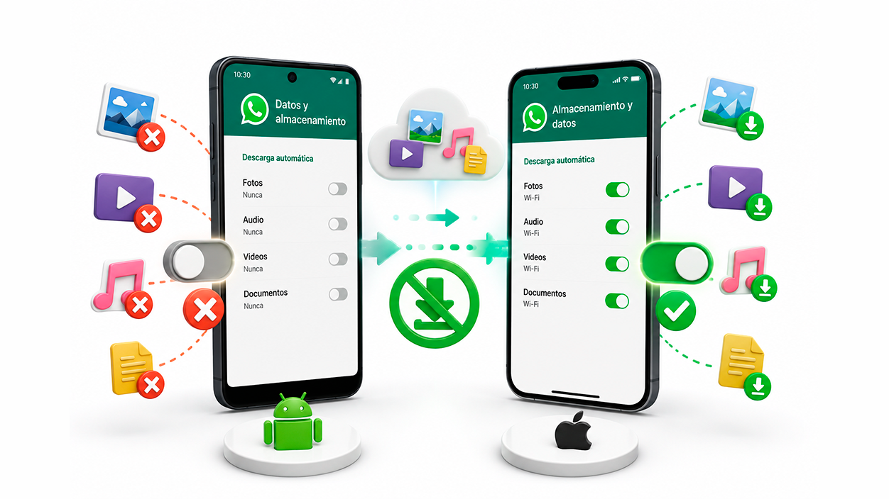 Desactivar las descargas globales de whatsapp en Android y iPhone