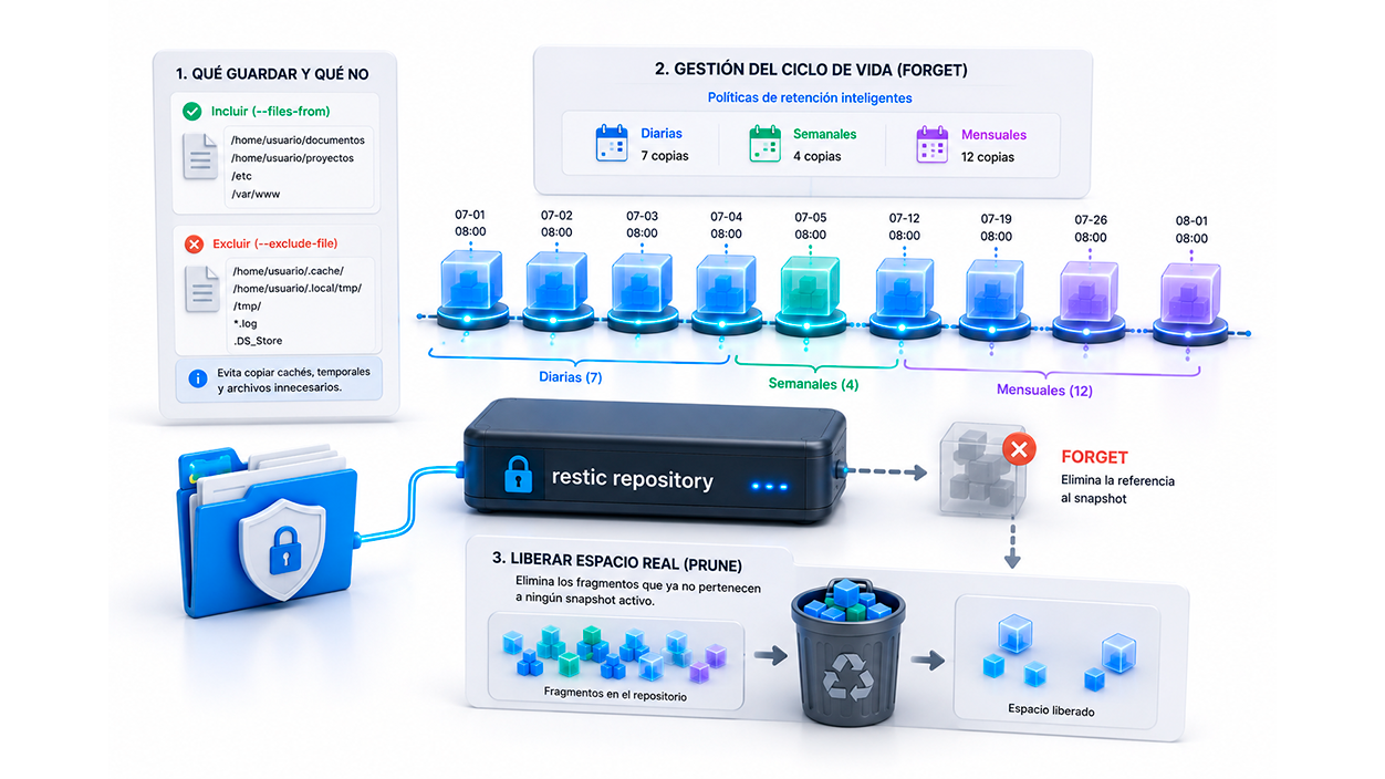Estrategias de backup y gestión de datos con restic