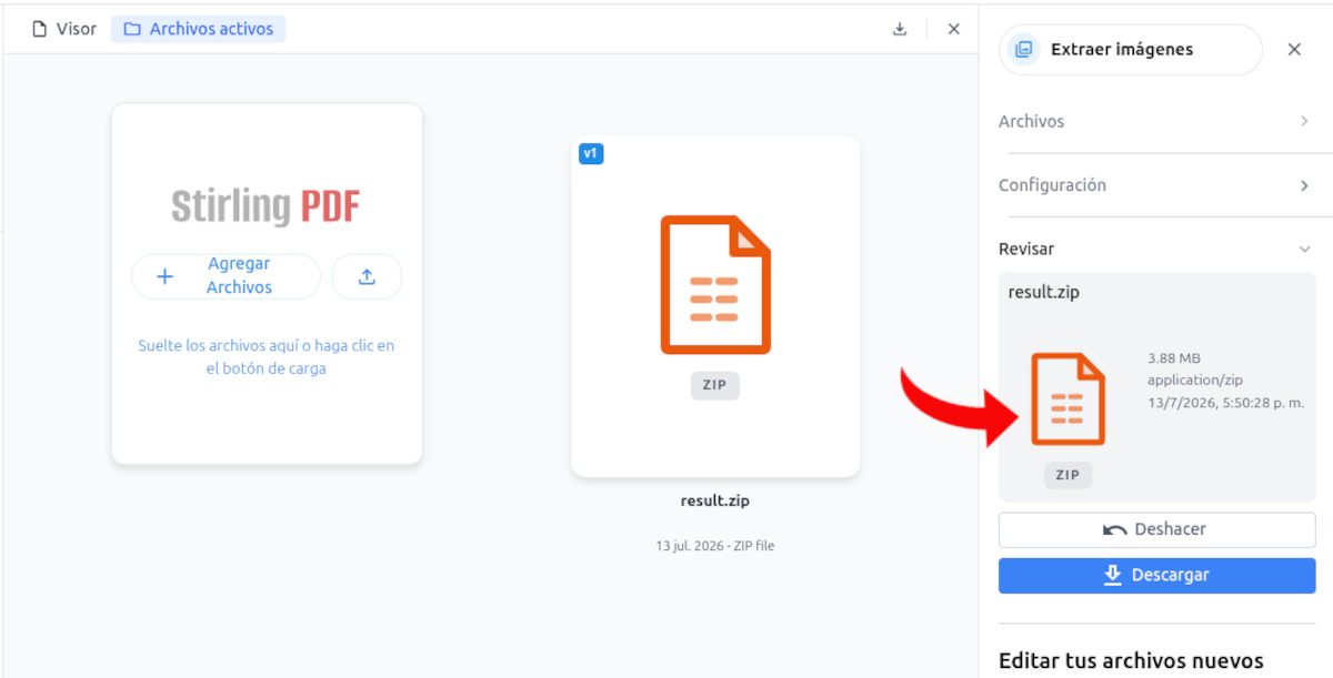 Extraer únicamente las imágenes de un PDF con Stirling PDF