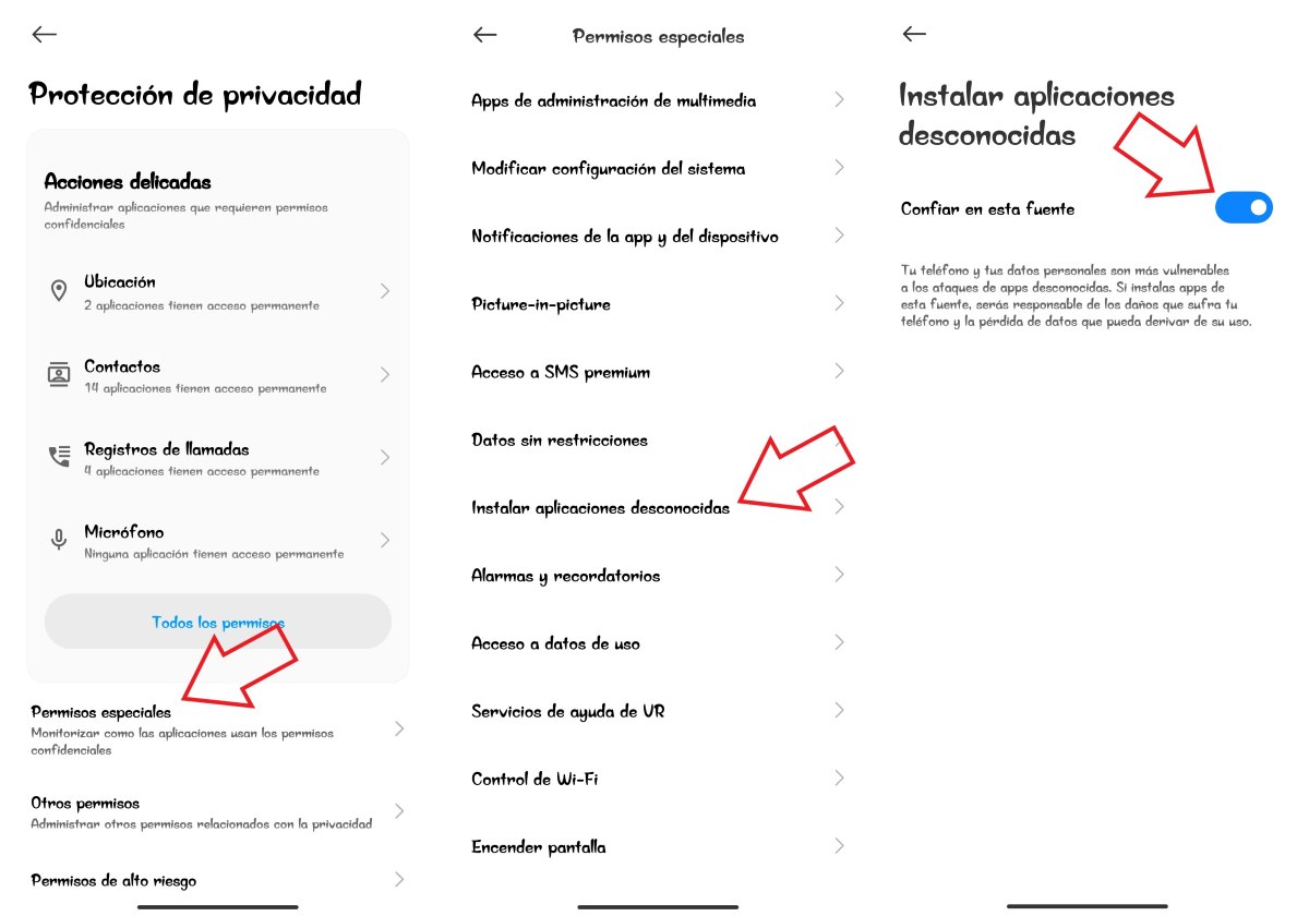 Instalar una tienda alternativa en Android permisos