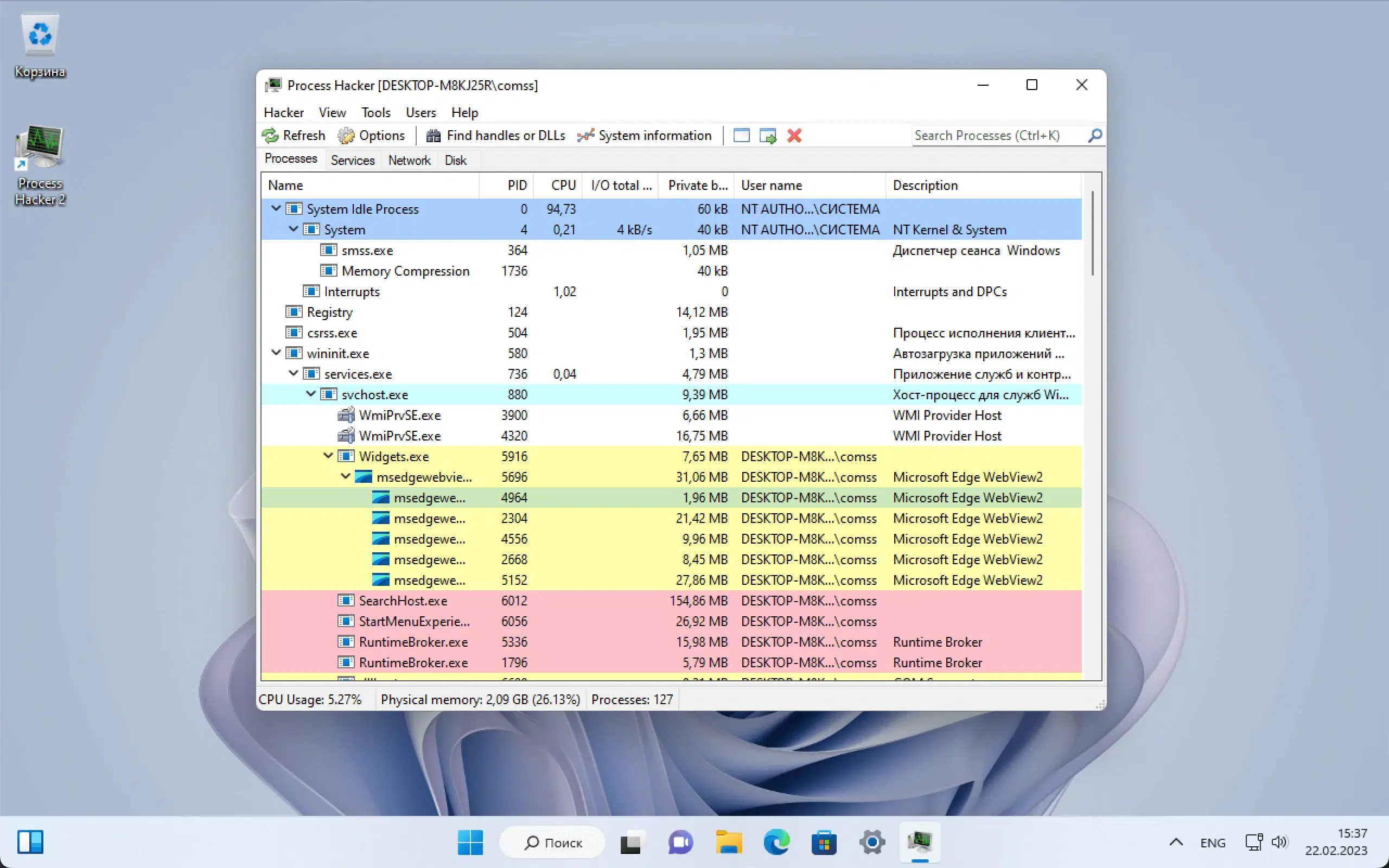 detectar procesos ocultos con Process Hacker