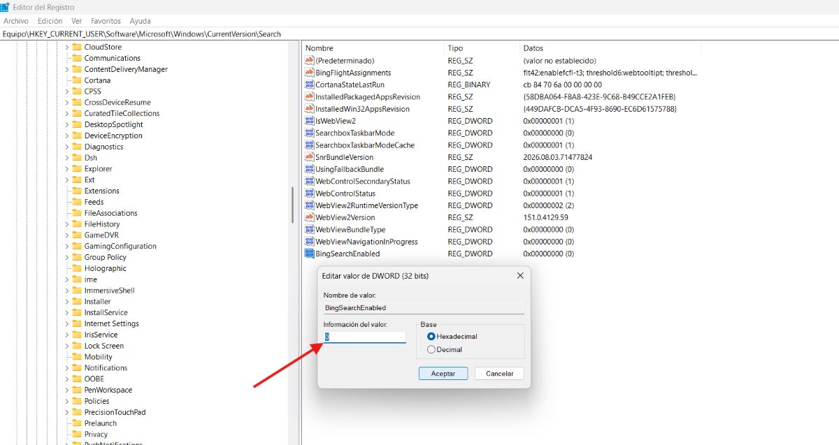 Desactivar los resultados de Internet y Bing en la búsqueda desde el Registro de Windows