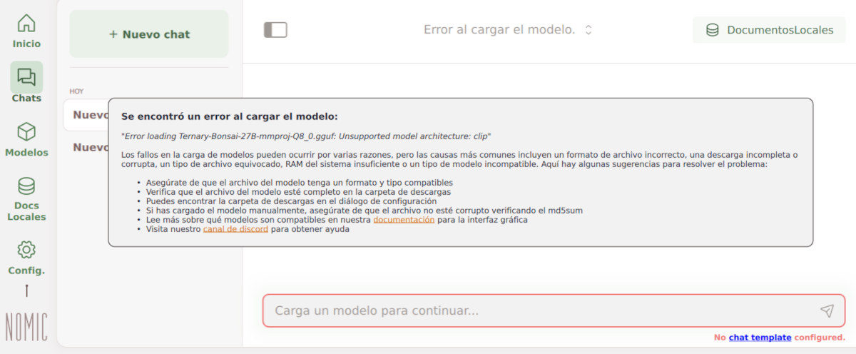 Error en GPT4All