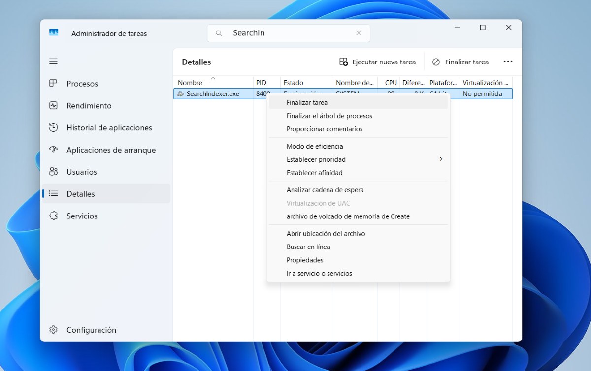 Reiniciar servicio Windows Search