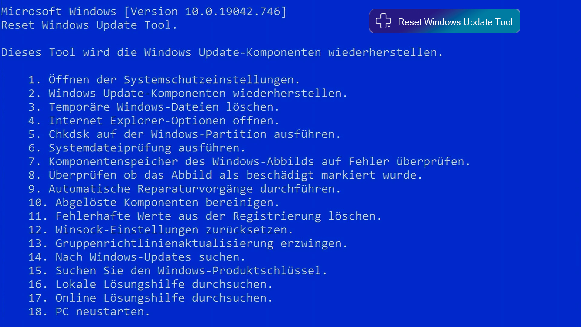 reset windows update tool