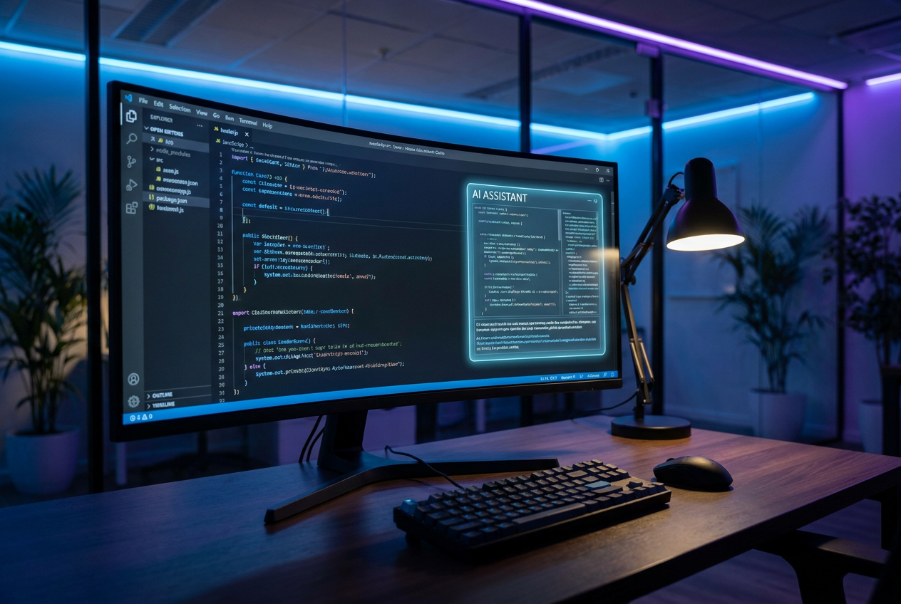 Code editor and AI assistant used to prepare design automations.