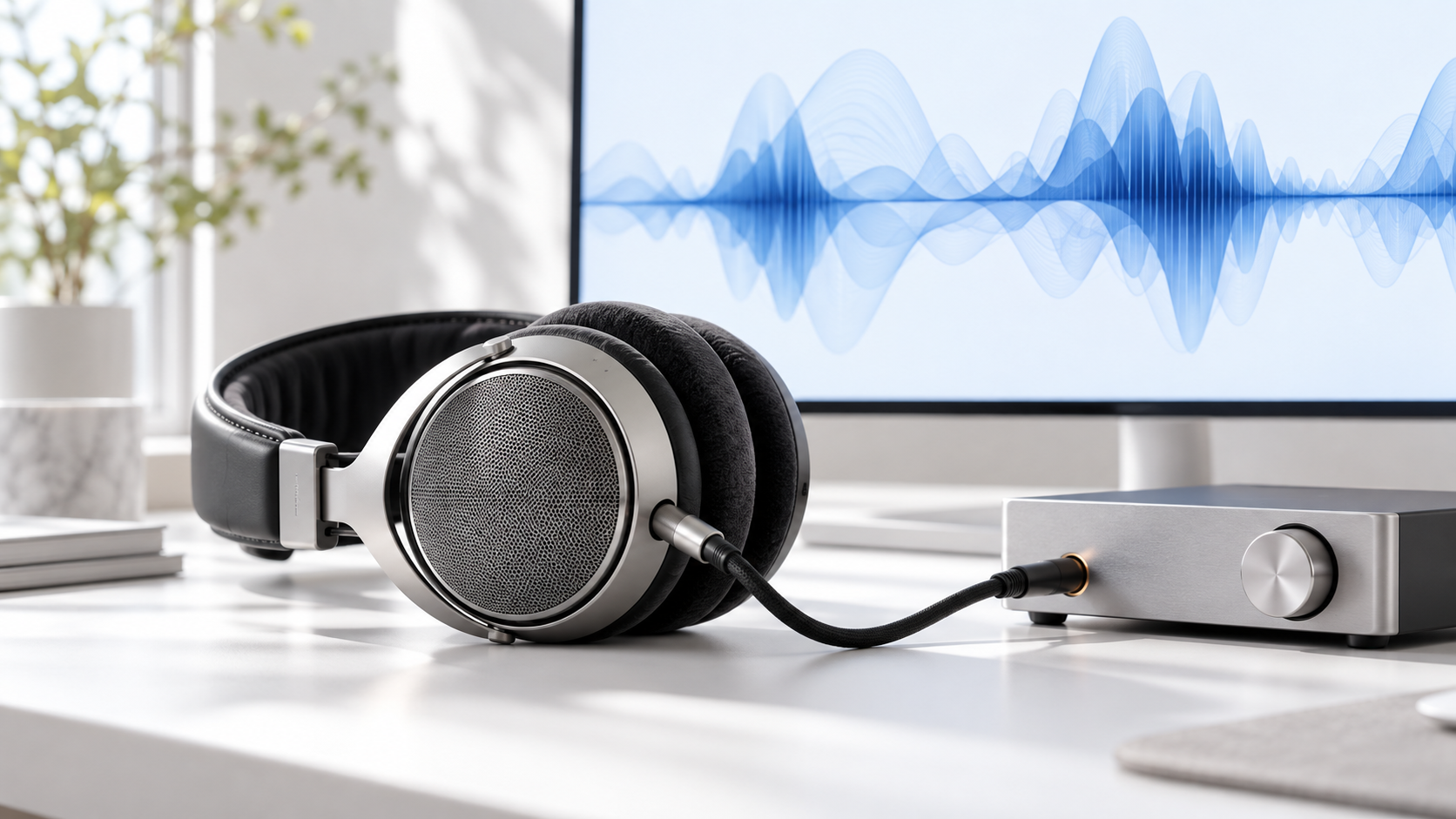 Auriculares con cable conectados a un DAC
