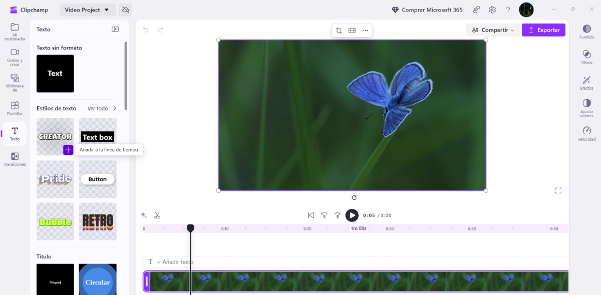 Clipchamp edición de videos