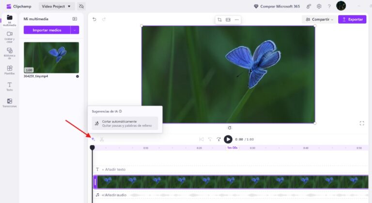 Eliminar silencios automáticamente de un video con Clipchamp