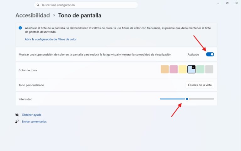 Pasos para activar el nuevo tinte de pantalla de Windows 11